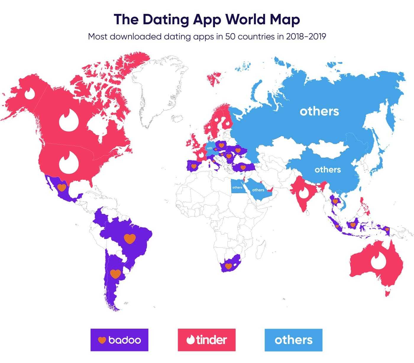 Map with most downloaded online dating apps Most popular online dating apps map